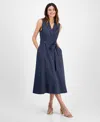 Julia Jordan Sleeveless Faux Wrap Midi Dress In Blue