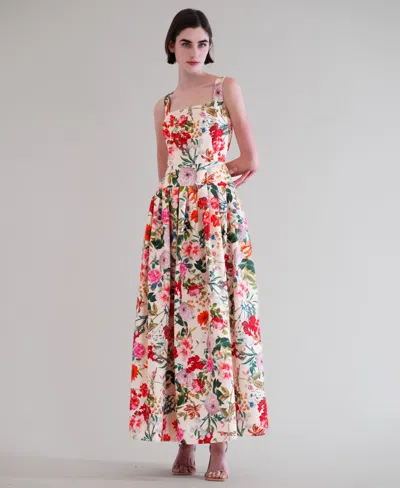 Julia Jordan Women's Square Neck Drop Waist Maxi Dress In Multi