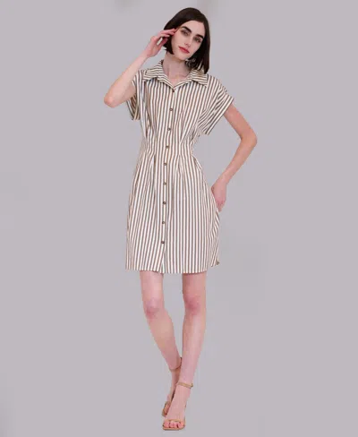 Julia Jordan Women's Stripe Collared Neck Mini Shirt Dress In Multi