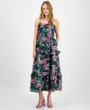 Julia Jordan Tie Shoulder Linen-blend Maxi Dress