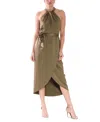 Julia Jordan Tie Belt Tulip Hem Cocktail Dress In Olive