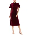 Julia Jordan Joline Thin Stripe Glitter Velvet Midi Dress In Burgandy