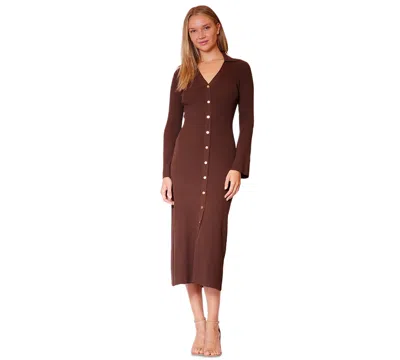 Julia Jordan Women's V-neck Button-front Sweater Dress In Animal Print