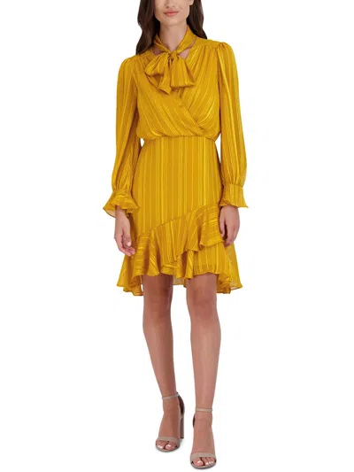 Julia Jordan Womens Chiffon Sheath Dress In Yellow