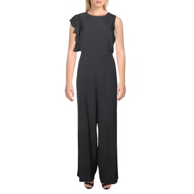 Julia Jordan Womens One Shoulder Ruffled Jumpsuit In Black