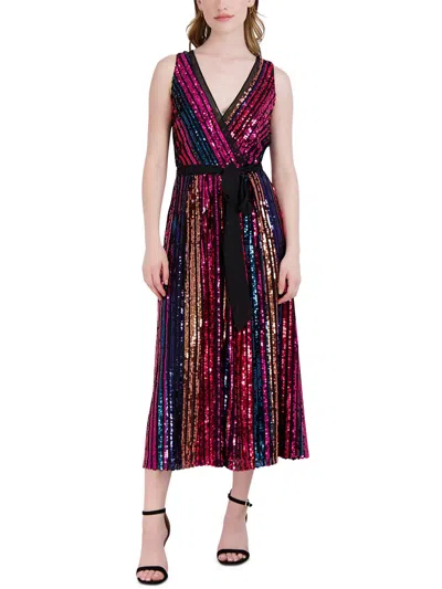 Julia Jordan Womens Sequined Midi Cocktail And Party Dress In Pink