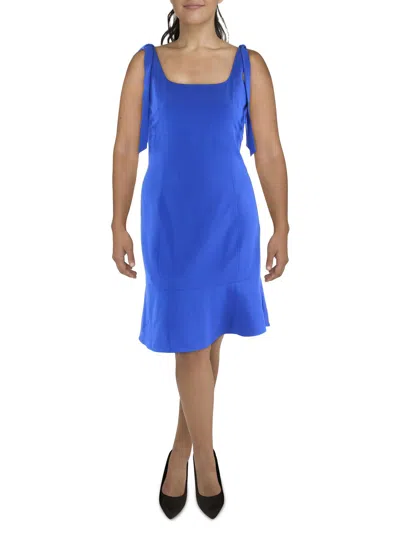 Julia Jordan Womens Tie Shoulder Scoop Neck Midi Dress In Blue