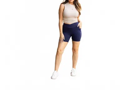 Julia Rose Abby Crossover Biker 5 Shorts In Navy In Blue