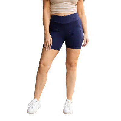 Julia Rose Abby Crossover Biker Shorts In Navy In Blue