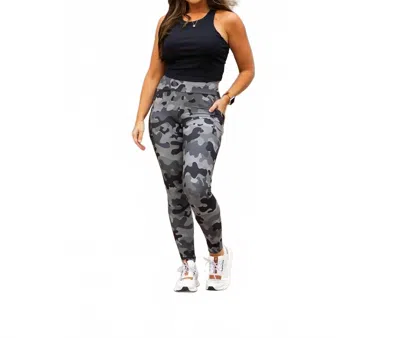 Julia Rose Ace Full Length Leggings In Camo In Gray