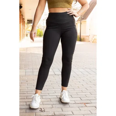 Julia Rose Adriana Tummy Control Full Length Leggings With Pockets In Black