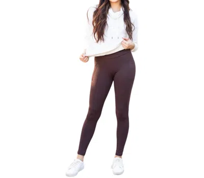 Julia Rose Becca Crossover Full Length Leggings With Pockets In Brown