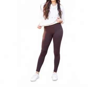 Julia Rose Becca Crossover Full Length With Pockets Leggings In Brown