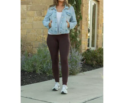 Julia Rose Brady Full Length Leggings With Pocket In Brown