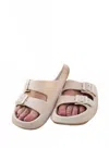 Julia Rose Buckle Slides Sandal In Taupe