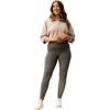 Julia Rose Caitlin Crossover Full Length Leggings With Pockets In Charcoal In Pink