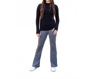 Julia Rose Cassie Bootcut With Pockets Leggings In Charcoal In Pink
