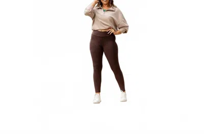 Julia Rose Crossover Full Length Leggings With Pockets In Brown