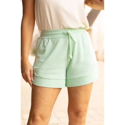 JULIA ROSE EMELIA TERRY CLOTH SHORTS IN MINT