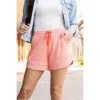 Julia Rose The Emelia Terry Cloth Shorts In Pastel Orange In Multi