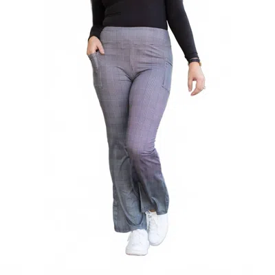 Julia Rose Felicity Plaid Bootcut Leggings - 30" In Grey In Gray