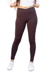 Julia Rose Fleece Full Length Leggings With Pockets In Brown In Brown