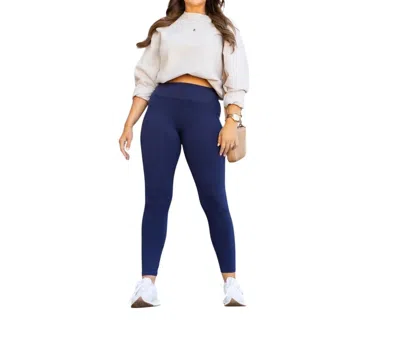 Julia Rose Full Length Leggings With Pocket In Navy In Blue