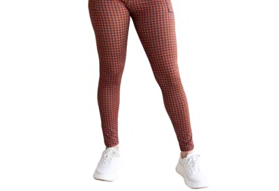 Julia Rose Full Length Leggings With Pockets In Autumn Houndstooth In Multi