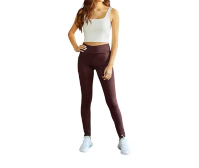 Julia Rose Full Length Leggings With Pockets In Brown