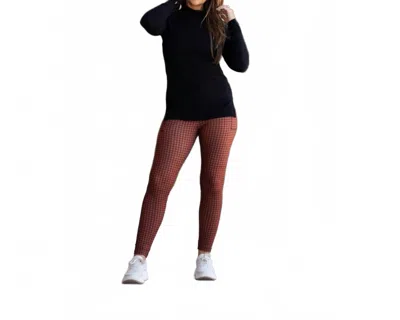 Julia Rose Houndstooth Full Length Leggings In Brown In Multi