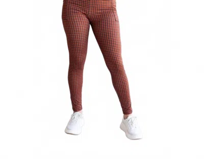 Julia Rose Houndstooth Full Length Leggings In Brown Multi