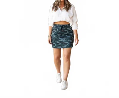 Julia Rose Kai Camo Jogger Mini Skirt In Blue In Green