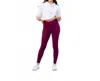 Julia Rose Molly Crossover Full Length Leggings With Pockets In Maroon In Yellow
