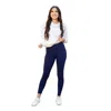 Julia Rose Nadia Crossover Full Length Leggings With Pockets In Navy In Blue
