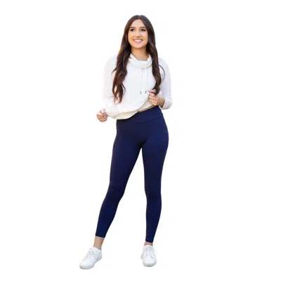 Julia Rose Nadia Crossover Full Length Leggings With Pockets In Navy In Blue