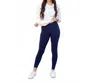 Julia Rose Nadia Crossover Full Length Leggings With Pockets In Navy In Blue