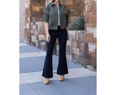 Julia Rose Natalie Super Flare Leggings In Black In Blue