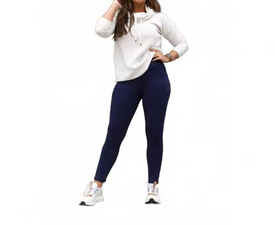 Julia Rose Nicole Fleece With Pocket Leggings In Navy In Blue