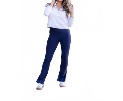 Julia Rose Niko With Pocket Flare Leggings In Navy In Blue
