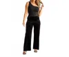 Julia Rose Regina Velvet Wide Leg Pants In Black In Black