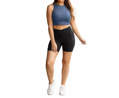 Julia Rose Sleek Pocket Collection Biker Shorts In Black In Blue