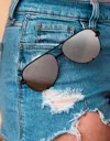 Julia Rose The Alex High Quality Unisex Aviator Sunglasses In Black/silver In Black