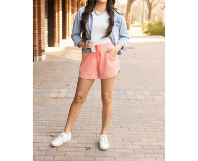 Julia Rose The Emelia Terry Cloth Shorts In Pastel Orange In Multi