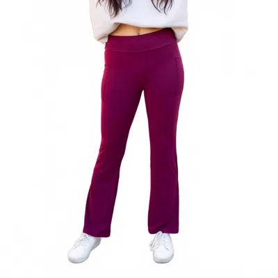 Julia Rose The Maeve Bootcut Leggings With Pockets In Maroon In Multi