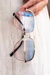 Julia Rose Unisex The Alex High Quality Aviator Sunglasses In Gold/ Pink Blue In Multi