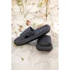 Julia Rose Women's Insanely Comfy Beach Casual Slides In Black In Black