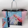 Julia Rose Women's Neoprene Bag In Pink & Blue Geode Print In Multi