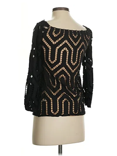 Pre-owned Julian Chang 3/4 Sleeve Top Black Square Neckline Tops