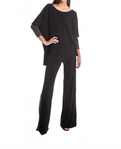 Julian Chang Nora Pants With Metallic Stripe In Black/bronze