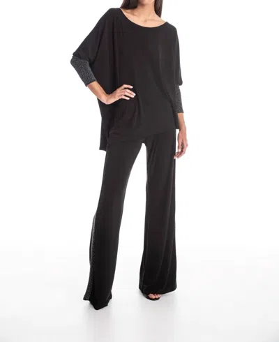 Julian Chang Nora Pants With Metallic Stripe In Black/silver